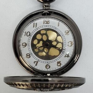 Men's 45MM Dark Brown Case White Gold Dial Pocket‎ Watch New Battery